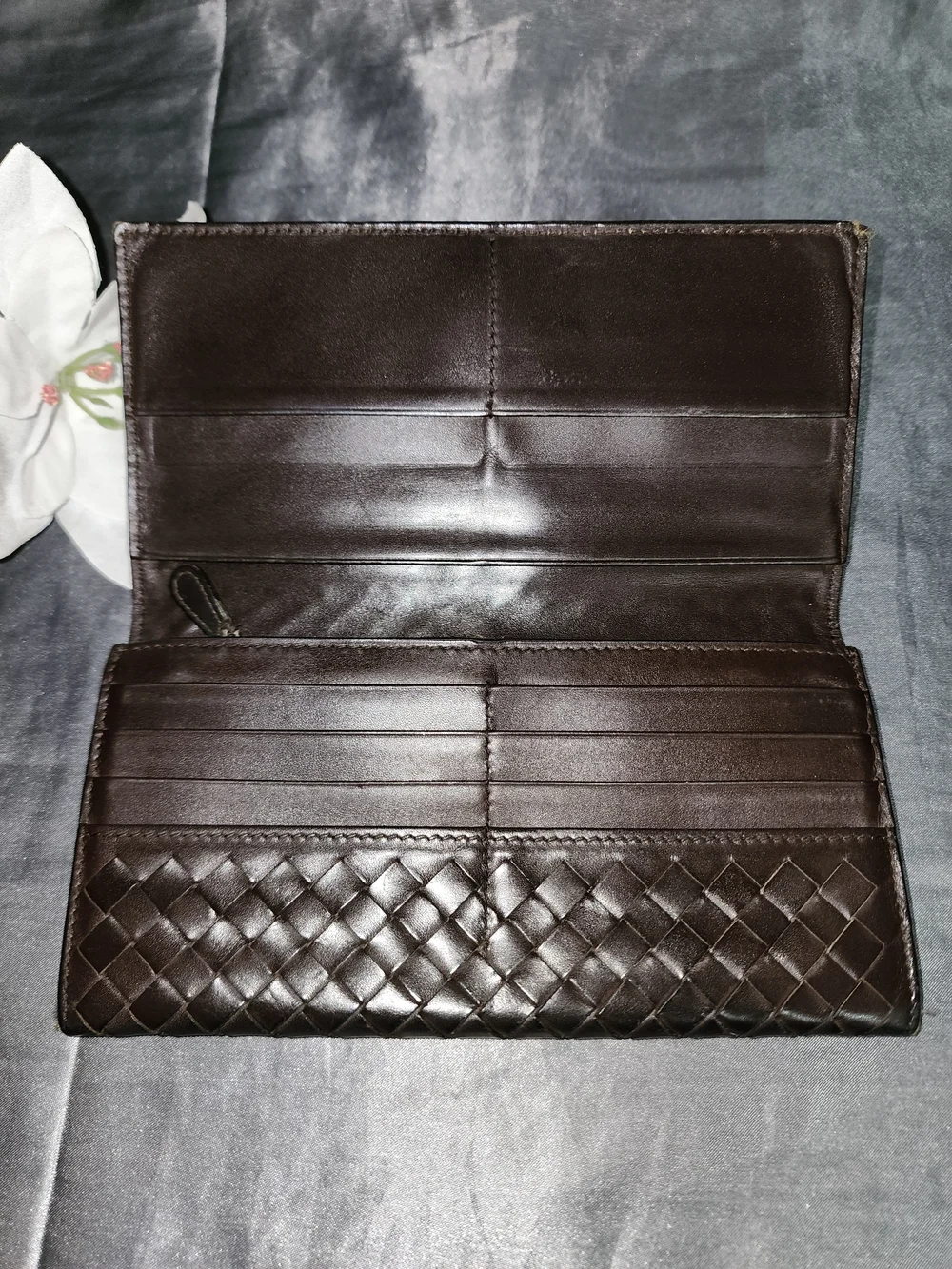 Bottega Veneta- WOVEN Long Wallet- CHOCOLATE BROWN